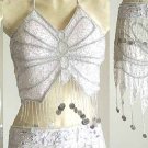 Belly Dancer Costumes White Dress AS Silver