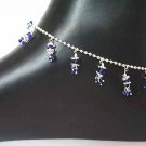 Silver Beaded Anklets B Blue