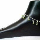 Silver Beaded Anklets B Green