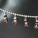 Silver Beaded Anklets B Maroon