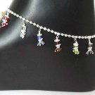 Silver Beaded Anklets B Multicolor