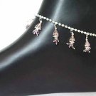 Silver Beaded Anklets B Purple