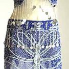Belly Dance Costumes Blue Dress AS Silver