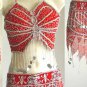 Belly Dancer Costumes Red Dress AS Silver