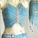 Belly Dancer Costumes Light Blue Dress AS Silver