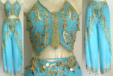 Harem Pant Light Blue Belly Dance Costume Dress B