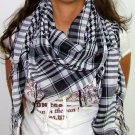Plaid Check Scarf Black and White Arafat