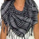 Plaid Check Scarf Black and Gray Arafat