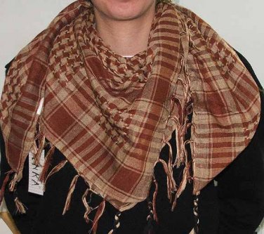 Plaid Check Scarf Brown and Tan Arafat