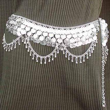 Belly Dancing Silver Belly Chain Coin Belt Waist Chain M
