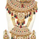 Indian Sari Bridal Jewelry Wedding Set 2 Necklace Multicolor Stones WJ-01