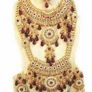 Indian Sari Bridal Jewelry Wedding Set 2 Necklace Multicolor Stones WJ-03