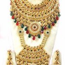 Indian Saree Bridal Jewelry Wedding Set 2 Necklace Multicolor Stones WJ-08