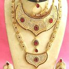 Indian Saree Bridal Jewelry Wedding Set 2 Necklace Multicolor Stones WJ-09