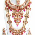 Indian Saree Bridal Jewelry Wedding Set 2 Necklace Multicolor Stones WJ-10
