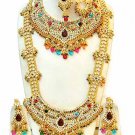 Indian Saree Bridal Jewelry Wedding Set 2 Necklace Multicolor Stones WJ-11