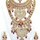 Indian Saree Bridal Jewelry Wedding Set 2 Necklace Multicolor Stones WJ-12