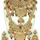 Indian Saree Bridal Jewelry Wedding Set 2 Necklace Multicolor Stones WJ-14