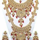 Indian Saree Bridal Jewelry Wedding Set 2 Necklace Multicolor Stones WJ-16