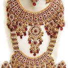 Indian Saree Bridal Jewelry Wedding Set 2 Necklace Multicolor Stones WJ-18