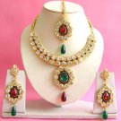 Indian Bridal Saree Jewelry Set Multicolor Stones NP-200