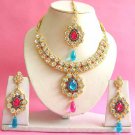 Indian Bridal Saree Jewelry Set Multicolor Stones NP-201