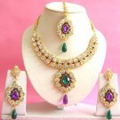 Indian Bridal Saree Jewelry Set Multicolor Stones NP-202