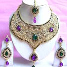 Indian Bridal Saree Jewelry Set Multicolor Stones NP-217
