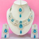Indian Bridal Saree Jewelry Set Blue color Stones NP-239