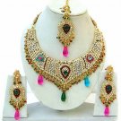 Indian Bridal Saree Jewelry Set Multicolor Stones NP-248