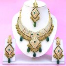 Indian Bridal Saree Jewelry Set Green Stones NP-255