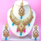 Indian Bridal Saree Jewelry Set Multicolor Stones NP-256