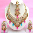 Indian Bridal Saree Jewelry Set Multicolor Stones NP-270