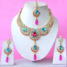 Indian Bridal Saree Jewelry Set Multicolor Stones NP-286