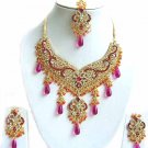 Indian Bridal Sari Jewelry Set Multicolor Stones NP-296