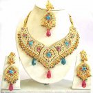Indian Bridal Jewelry Necklace Set Multicolor Stones VS-1625