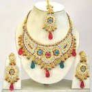 Indian Bridal Jewelry Necklace Set Multicolor Stones VS-1639