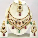 Indian Bridal Jewelry Necklace Set Multicolor Stones VS-1646