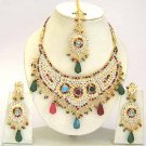 Indian Bridal Jewelry Necklace Set Multicolor Stones VS-1648