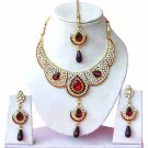 Indian Bridal Jewelry Necklace Set Multicolor Stones VS-1613