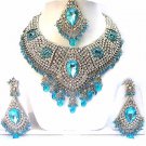 Bridal Jewelry Necklace Set Azure Blue Stones NP-14