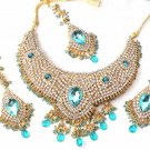 Sky Blue Bridal Jewelry Necklace Set w Stones NP-18