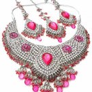 Rose Pink Bridal Jewelry Necklace Set w Stones NP-19