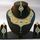 Indian Bridal Wedding Jewelry Set Blue color Stones NP-343