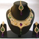 Indian Bridal Wedding Jewelry Set Multi color Stones NP-348