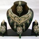 Indian Bridal Wedding Jewelry Set Green color Stones NP-358