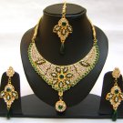 Indian Bridal Wedding Jewelry Set Green Stones NP-365