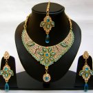 Indian Bridal Wedding Jewelry Set Blue Stones NP-367