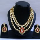 Indian Bridal Wedding Jewelry Set Red and Clear Diamond Stones NP-391