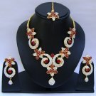 Indian Bridal Wedding Jewelry Set Diamond and Red Stones NP-397